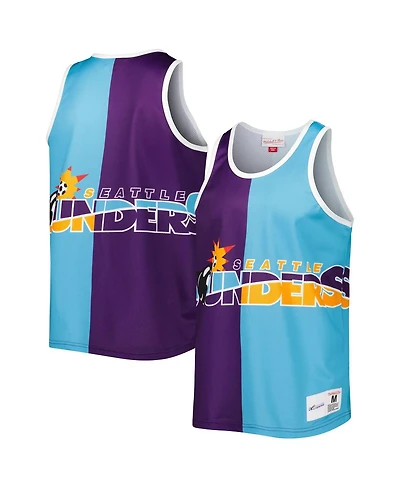 Men's Mitchell & Ness Purple, Blue Seattle Sounders Fc Sublimated Split Logo Tank Top