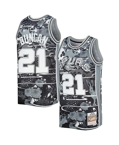 Men's Mitchell & Ness Tim Duncan Silver San Antonio Spurs Hardwood Classics Lunar New Year Swingman Jersey