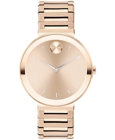 Movado Women's Bold Horizon Swiss Quartz Ionic Plated Carnation Gold-Tone Steel Watch 34mm