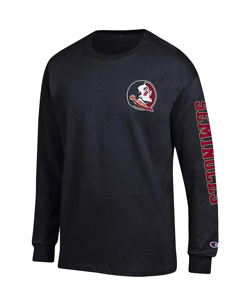 Men's Champion Black Florida State Seminoles Team Stack Long Sleeve T-shirt
