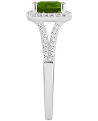 Amethyst (1-1/2 ct. t.w.) & Diamond (1/4 Cushion Halo Split Shank Ring Sterling Silver (Also Citrine, Garnet, Peridot, Blue Topaz)