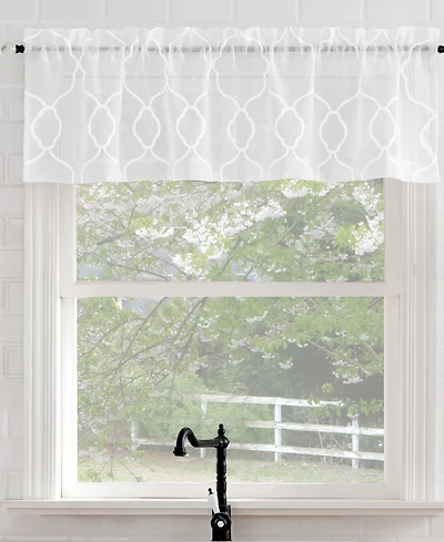 Allerton Embroidered Trellis Semi-Sheer Rod Pocket Kitchen Curtain Valance