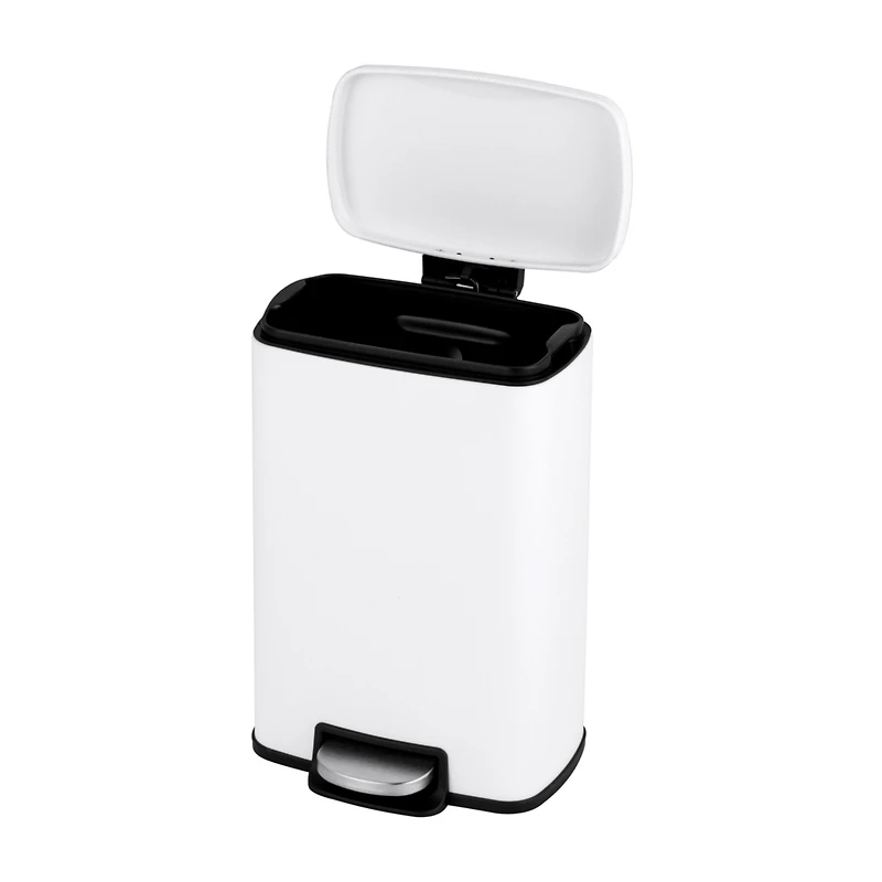 1.3 Gal./5 Liter Rectangular Matt White Step-on Trash Can for Bathroom and Office