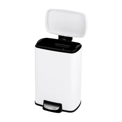 1.3 Gal./5 Liter Rectangular Matt White Step-on Trash Can for Bathroom and Office