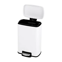 1.3 Gal./5 Liter Rectangular Matt White Step-on Trash Can for Bathroom and Office