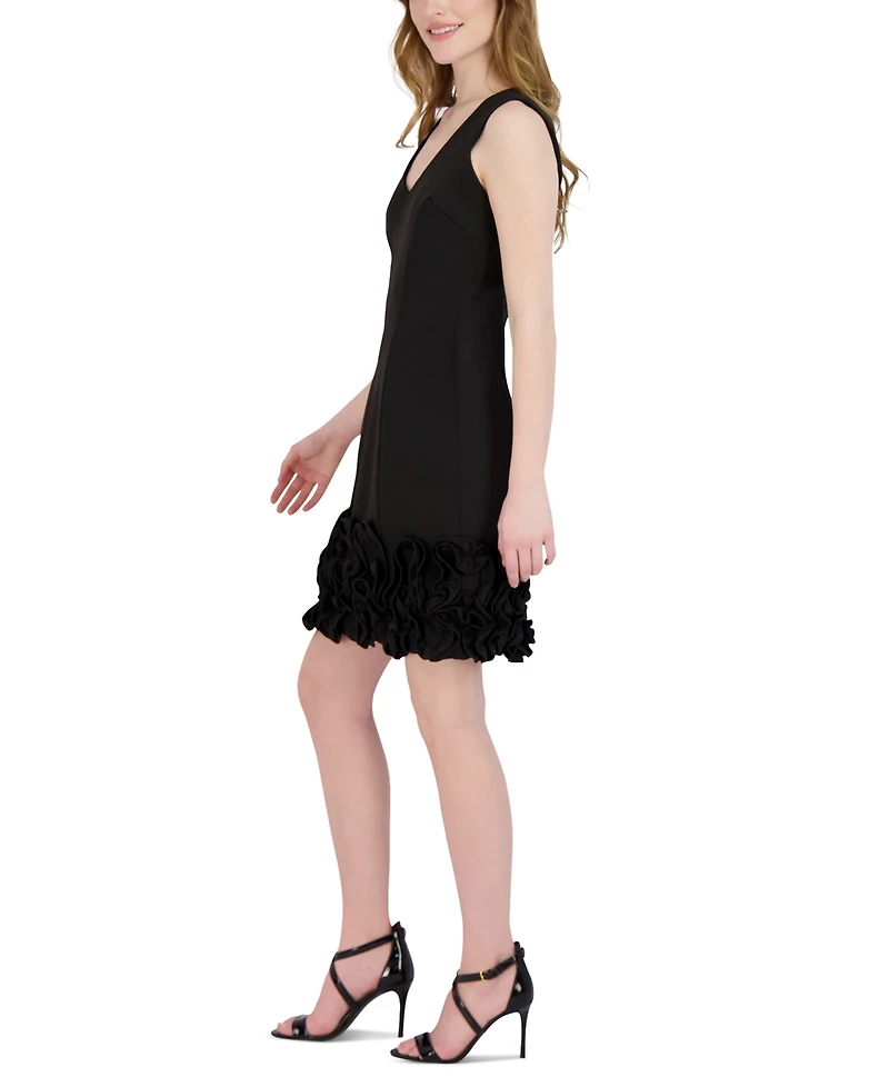 Donna Ricco Ruffle-Hem Sheath Dress