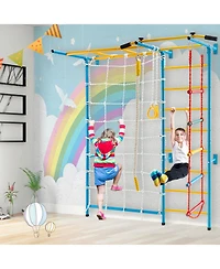 Costway 7 in 1 Kids Indoor Gym Playground Swedish Wall Ladder Children Home Climbing Gym