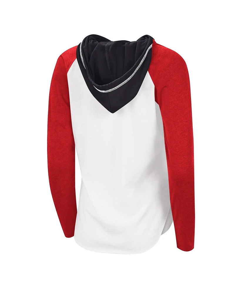 Women's G-iii 4Her by Carl Banks White Chicago Bulls Mvp Raglan Hoodie Long Sleeve T-shirt