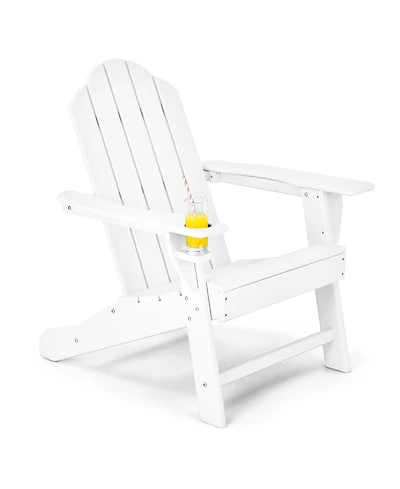 Patio Adirondack Chair Weather Resistant Garden Deck W/Cup Holder