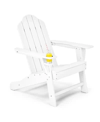 Patio Adirondack Chair Weather Resistant Garden Deck W/Cup Holder