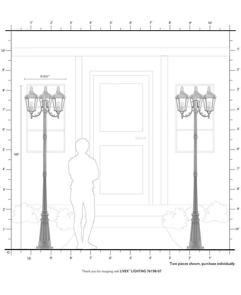 Livex Morgan 3 Light Outdoor Post Light