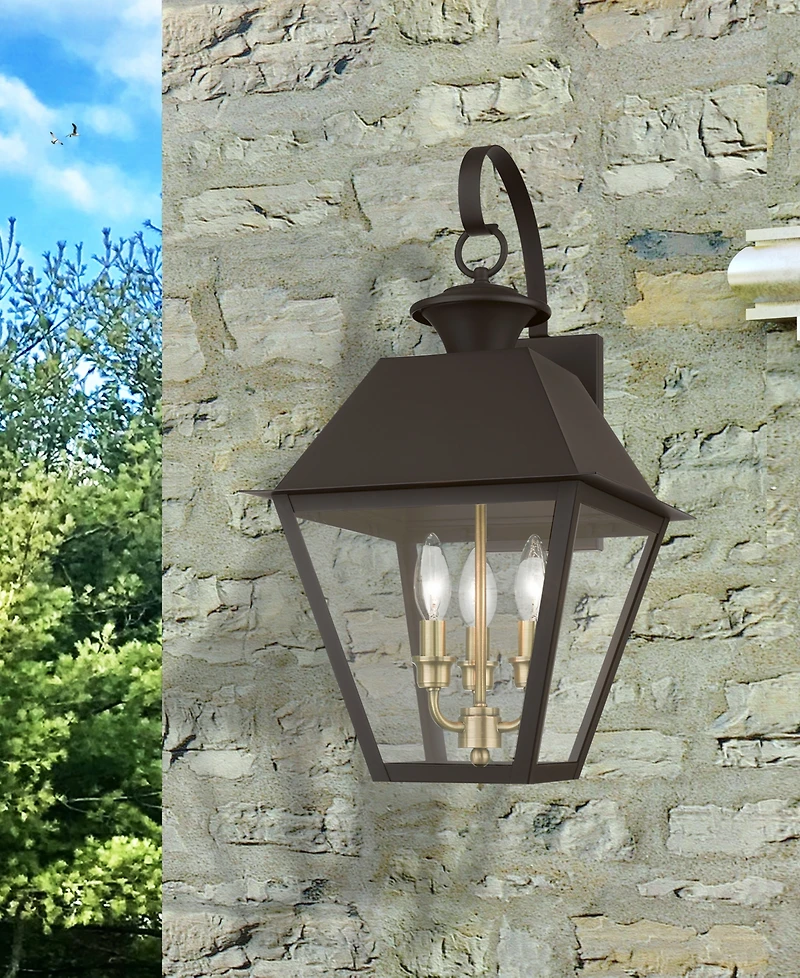 Livex Wentworth 3 Light Outdoor Large Wall Lantern