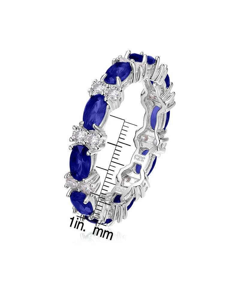 Sterling Silver White Gold Plated with & Cubic Zirconia Chunky Eternity Band Ring