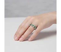 Sterling Silver White Gold Plated with & Cubic Zirconia Chunky Eternity Band Ring