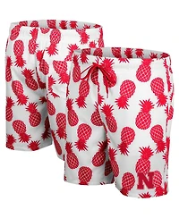 Men's Colosseum White, Scarlet Nebraska Huskers Pineapple Swim Shorts