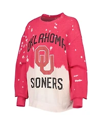 Women's Gameday Couture Crimson Oklahoma Sooners Twice As Nice Faded Dip-Dye Pullover Sweatshirt