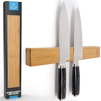 Seamless Bamboo Wood Magnetic Knife Holder - Wooden Strip for Organizing your Kitchen