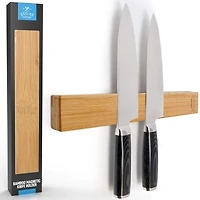 Seamless Bamboo Wood Magnetic Knife Holder - Wooden Strip for Organizing your Kitchen