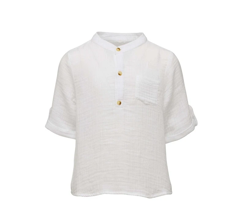Snapper Rock Toddler|Child Boys Frankie White Resort Shirt