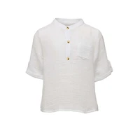 Snapper Rock Toddler|Child Boys Frankie White Resort Shirt
