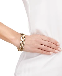 Italian Gold Stampato Panther Link Bracelet in 14k Gold