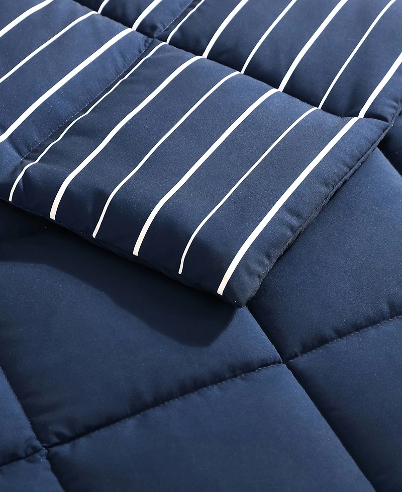 Nautica Longdale Solid Stripe Reversible 2 Piece Comforter Set, Twin