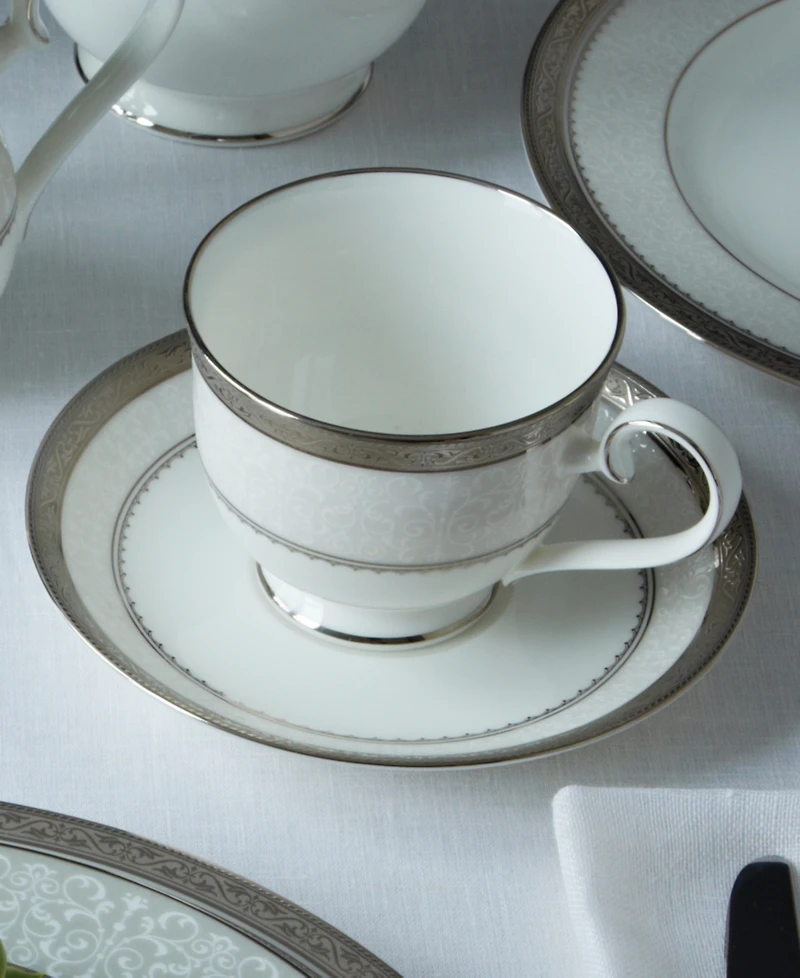 Noritake Odessa Platinum Set of 4 Saucers, Service For 4