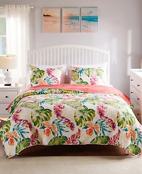 Greenland Home Fashions Tropics Coastal Palm 3 Piece Quilt Set, King/California King