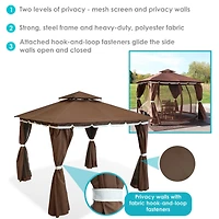 Soft Top Rectangle Patio Gazebo with Screens and Privacy Walls for Backyard