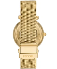 Fossil Women's Carlie Automatic Gold-Tone Stainless Steel Mesh Watch, 35mm