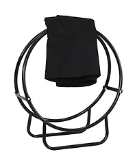 Sunnydaze Decor in Powder-Coated Steel Firewood Log Hoop Rack with Black Cover
