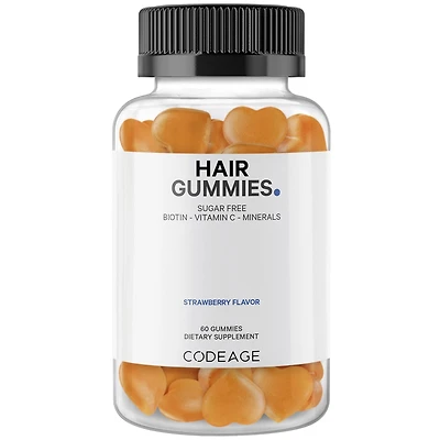 Codeage Hair Gummies, Biotin 5000 mcg, Sugar Free Growth Gummy Vitamins A, C, B6, B12, D3, Zinc, Inositol Supplement, Women & Men, Pantothenic Folic A