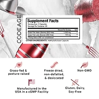 Codeage Grass Fed Beef Heart Supplement - Freeze Dried, Non-Defatted, Desiccated Beef Heart Glandular Supplements - Bovine Meat & Liver Pills