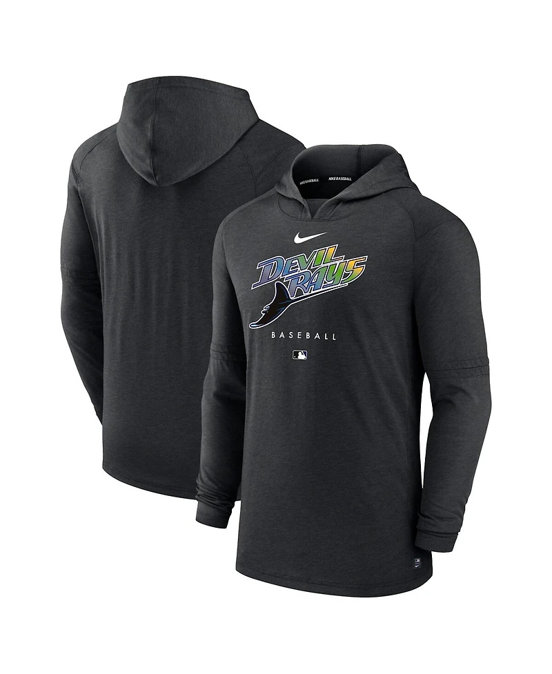 Men's Nike Heather Black Tampa Bay Rays Authentic Collection Early Work Tri-Blend Performance Pullover Hoodie