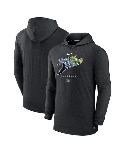 Men's Nike Heather Black Tampa Bay Rays Authentic Collection Early Work Tri-Blend Performance Pullover Hoodie