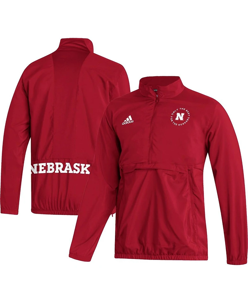 Men's adidas Scarlet Nebraska Huskers Aeroready Half-Zip Jacket