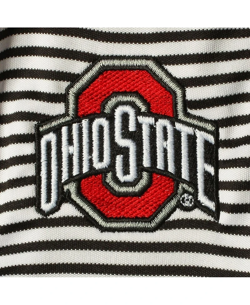 Infant Boys and Girls Garb Black, White Ohio State Buckeyes Carson Striped Short Sleeve Bodysuit