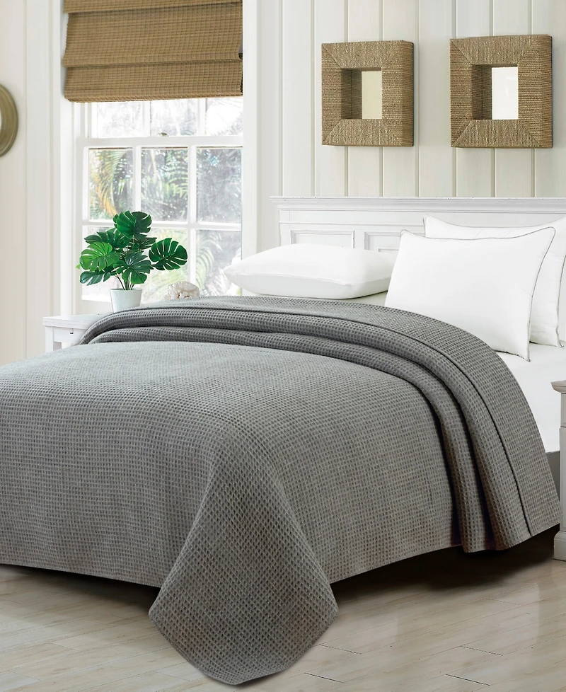 Melange Home 100% Wool Waffle Weave Blanket, Full/Queen