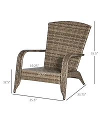 Outsunny Pe Rat Adirondack Lounge Patio Fire Pit Chair