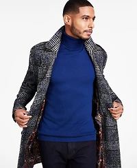Tayion Collection Men's Classic-Fit Plaid Self Belted Wool Blend Overcoats