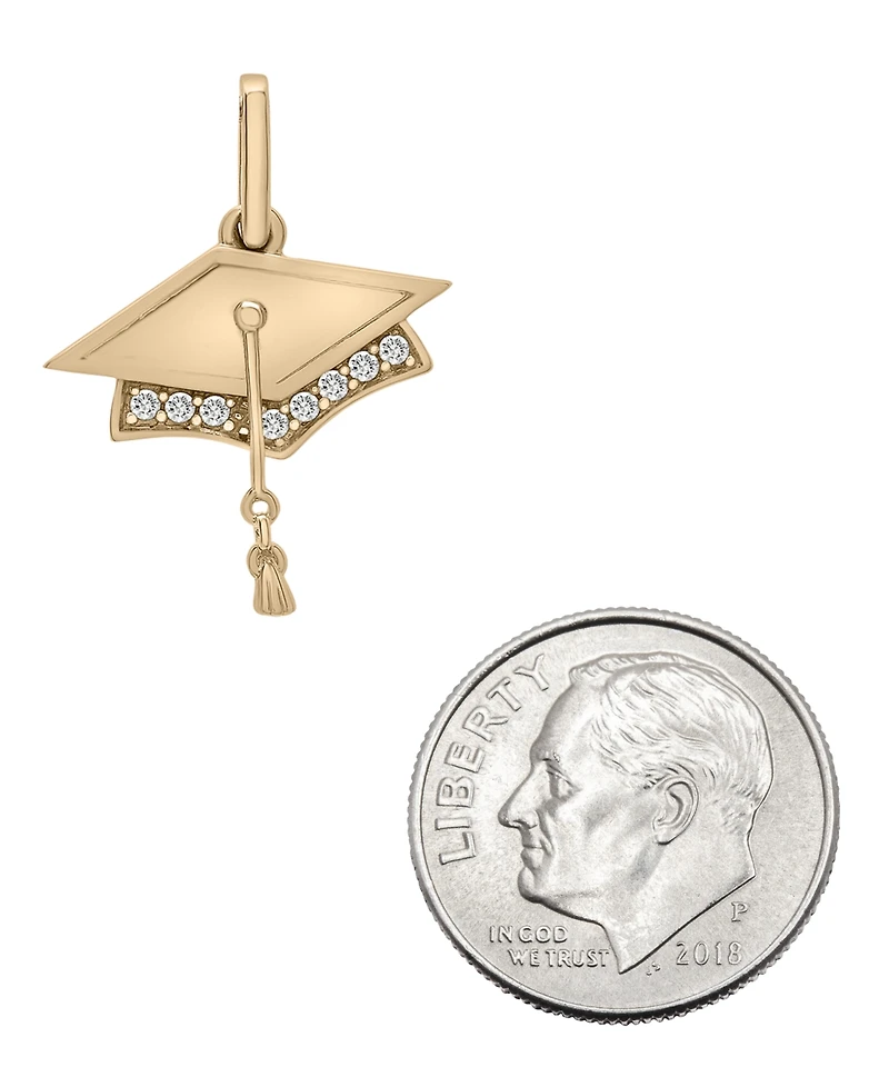 Wrapped Diamond Graduation Cap Charm Pendant (1/20 ct. t.w.) in 10k Gold, Created for Macy's