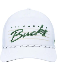 Men's '47 Brand White Milwaukee Bucks Downburst Hitch Snapback Hat
