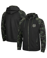 Men's Colosseum Black Notre Dame Fighting Irish Oht Military-Inspired Appreciation Camo Raglan Full-Zip Hoodie
