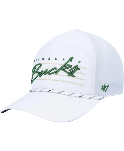 Men's '47 Brand White Milwaukee Bucks Downburst Hitch Snapback Hat