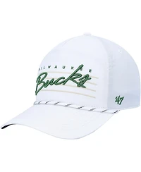 Men's '47 Brand White Milwaukee Bucks Downburst Hitch Snapback Hat