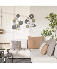 Homcom 2 Pack 3D Metal Wall Art Lotus Leaves Hanging,