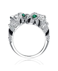 Ra Cubic Zirconia White Gold Plated Panther Bypass Ring