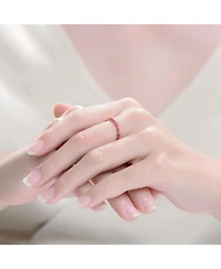 14k Gold Plated with Cubic Zirconia Enamel Bamboo Teens/Young Adult Stacking Ring