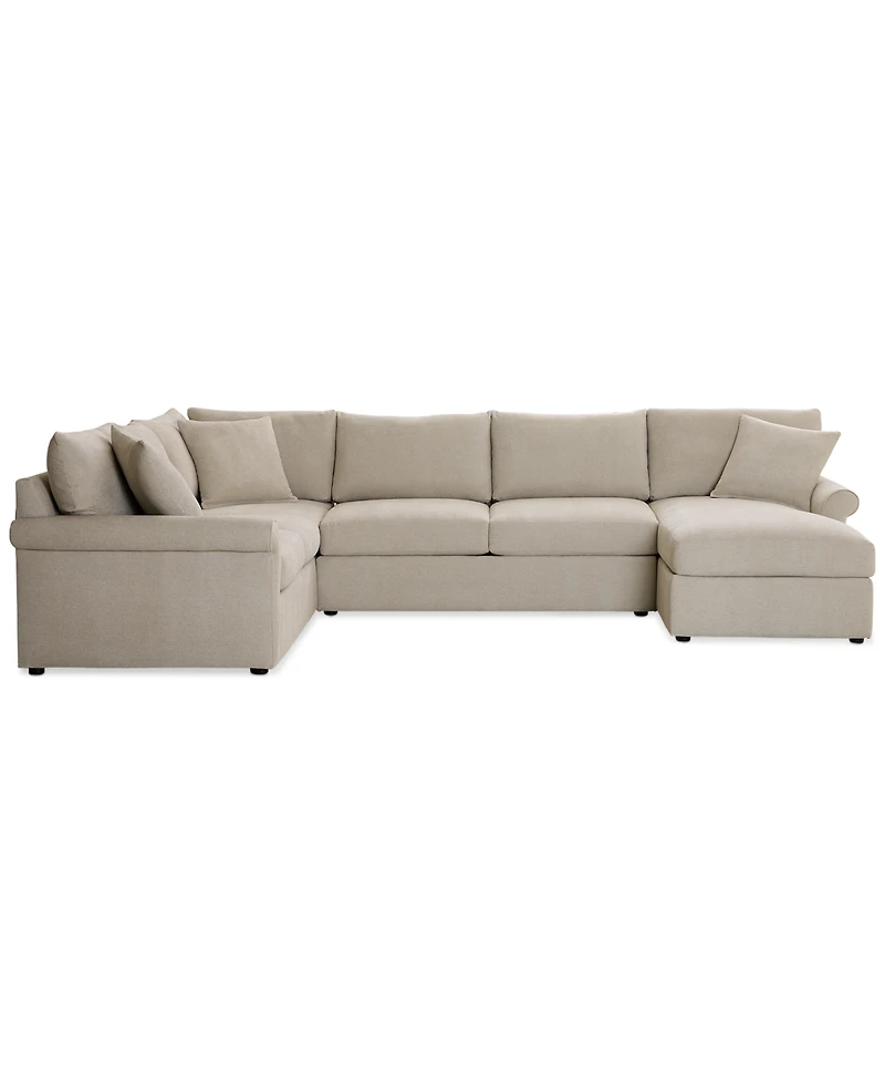 Closeout! Wrenley 138" 3-Pc. Fabric Sectional Chaise Sofa, Created for Macy's