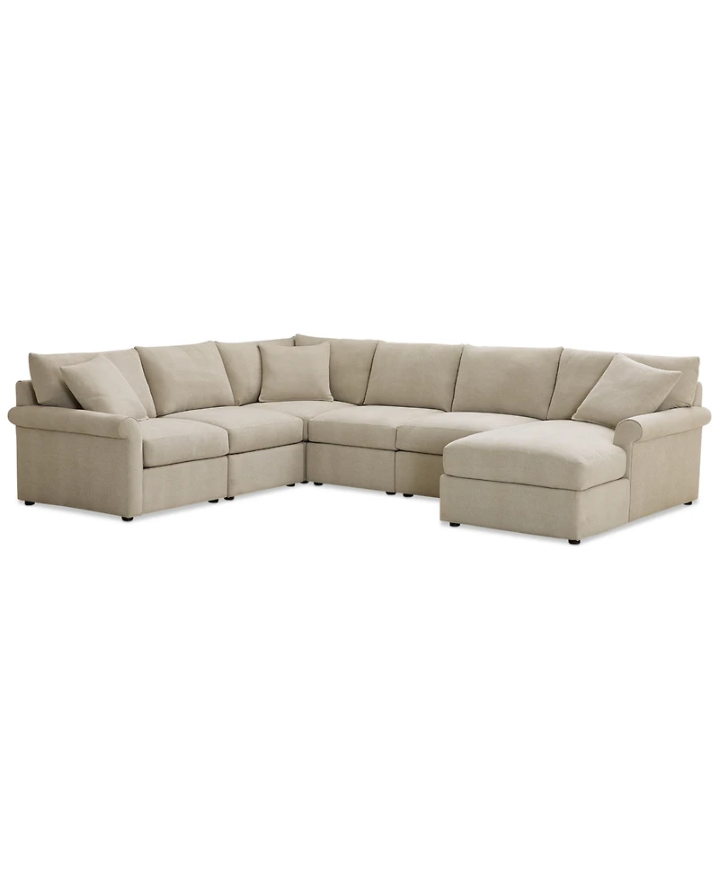 Closeout! Wrenley 131" 6-Pc. Fabric Modular Sectional Chaise Sofa, Created for Macy's